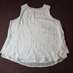 Cristina B Blouse Size XL Ivory Flowy Double Layer Darting At Neckline